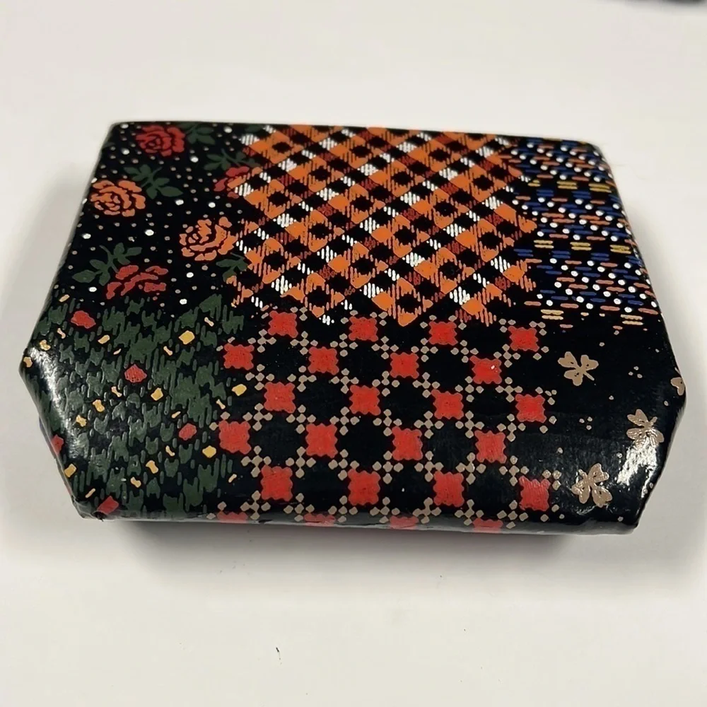 Vintage Multicolor Coated Painted Leather Change Snap Wallet